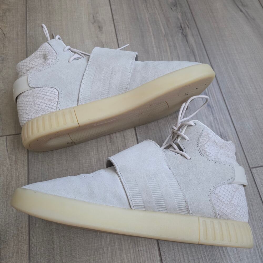 Adidas Tubular Invader Strap Cream Snake High Top Sneakers Men Sz 10.5 BB8943 - Picture 16 of 16